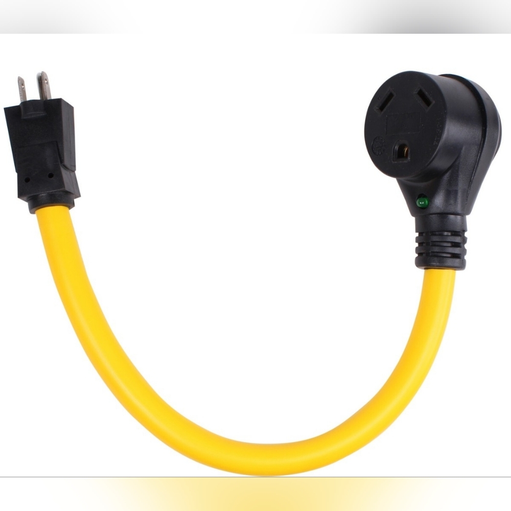 Nema 15 Amp Male To Female Rv Power Cord Adapter Yellow & Black
